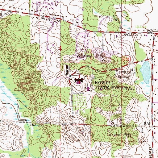Topographic Map of Howell State Hospital, MI