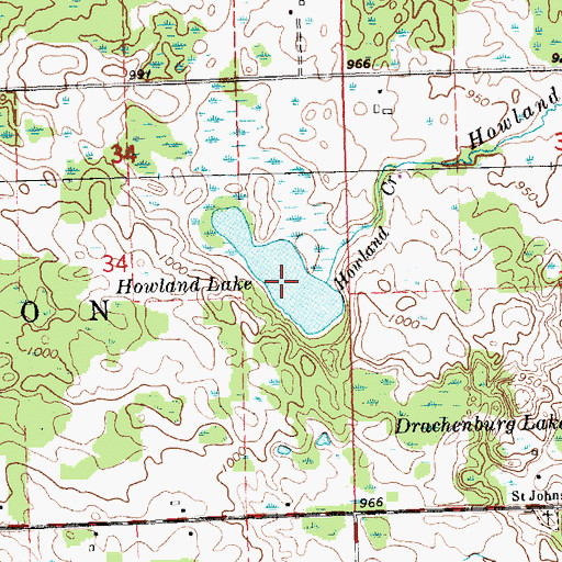 Topographic Map of Howland Lake, MI