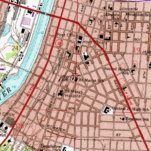 Topographic Map of Hoyt School, MI