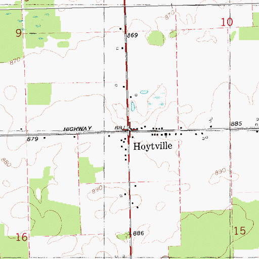 Topographic Map of Hoytville, MI