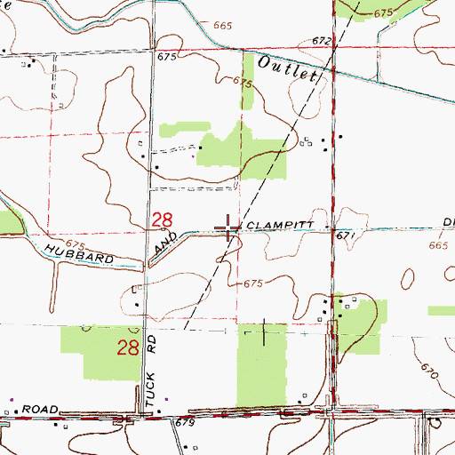 Topographic Map of Hubbard and Clampitt Drain, MI