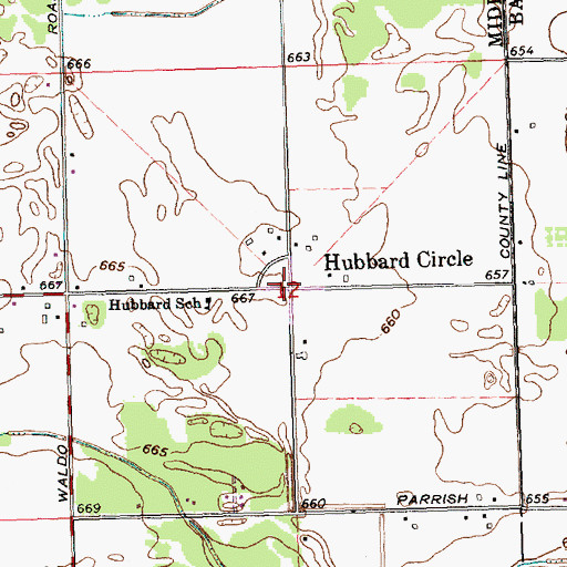 Topographic Map of Hubbard Circle, MI