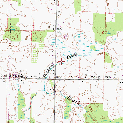 Topographic Map of Hubbard Drain, MI