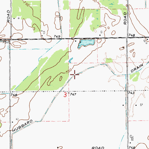 Topographic Map of Hubbard Drain, MI