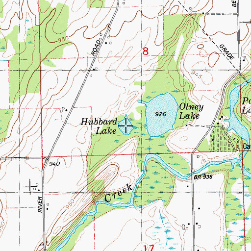 Topographic Map of Hubbard Lake, MI