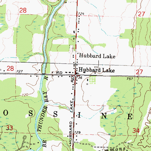 Topographic Map of Hubbard Lake, MI