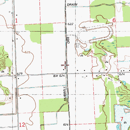 Topographic Map of Hubbell Drain, MI