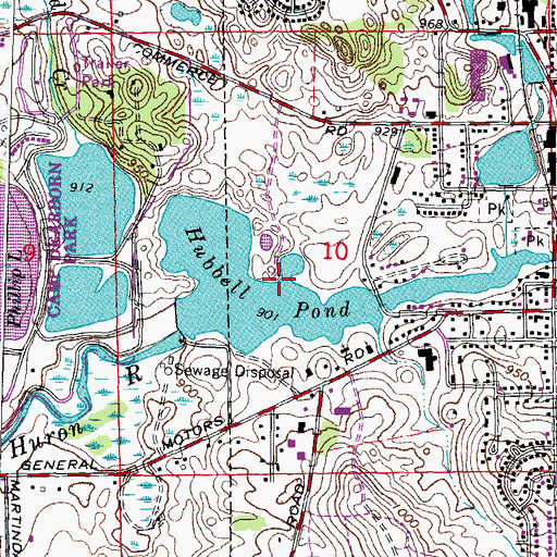 Topographic Map of Hubbell Pond, MI