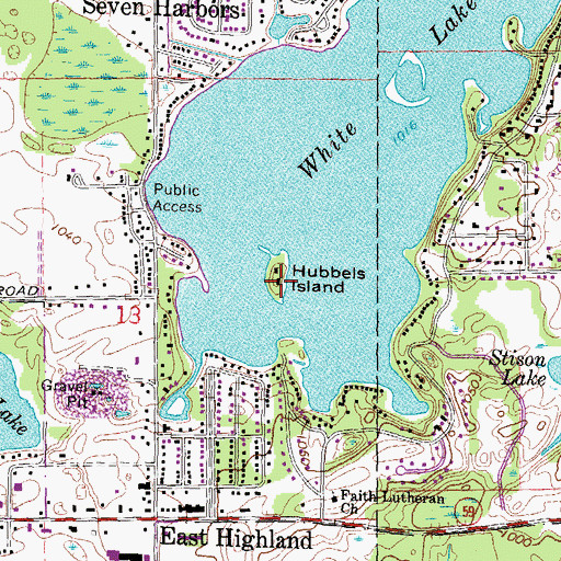 Topographic Map of Hubbels Island, MI