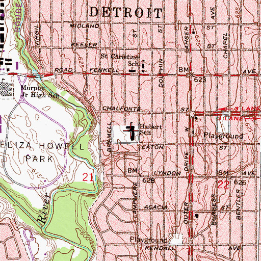 Topographic Map of Hubert School, MI