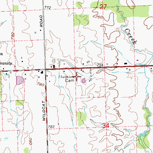 Topographic Map of Huckins Cemetery, MI