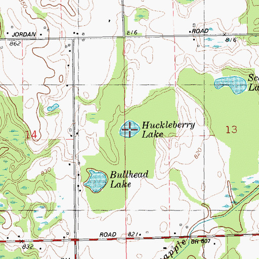 Topographic Map of Huckleberry Lake, MI