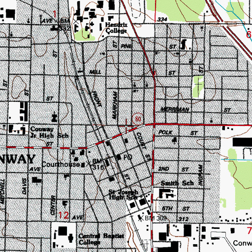 Topographic Map of Peabody School (historical), AR