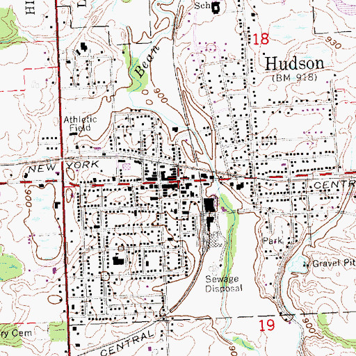 Topographic Map of Hudson, MI
