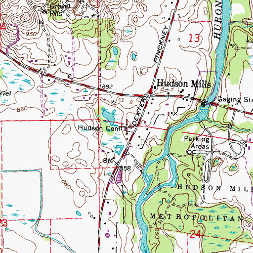 Topographic Map of Hudson Cemetery, MI