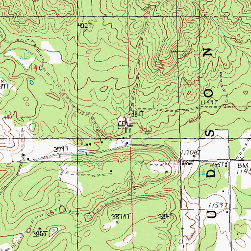 Topographic Map of Hudson Cemetery, MI