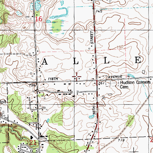 Topographic Map of Hudson Corners School, MI