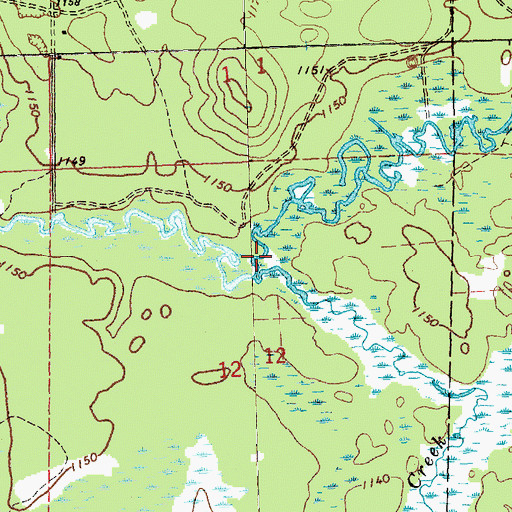 Topographic Map of Hudson Creek, MI