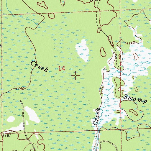 Topographic Map of Hudson Creek Swamp, MI