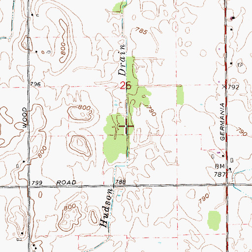 Topographic Map of Hudson Drain, MI