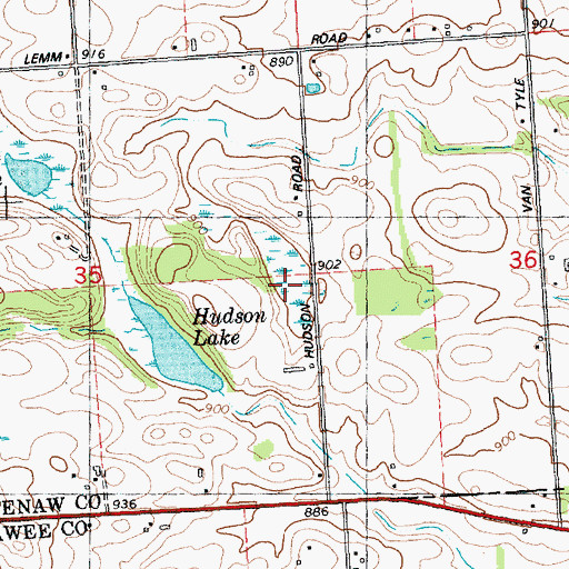 Topographic Map of Hudson Lake, MI