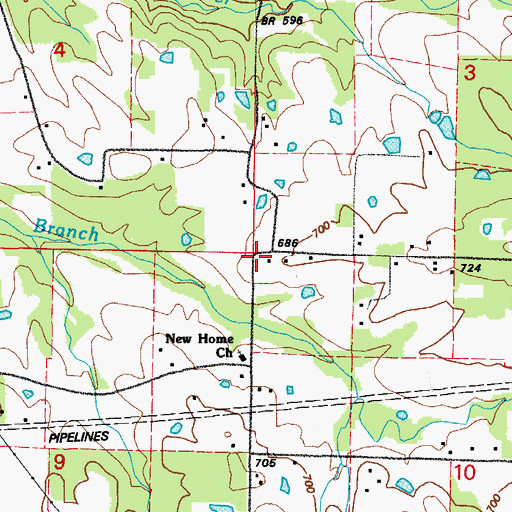 Topographic Map of Perkins School (historical), AR