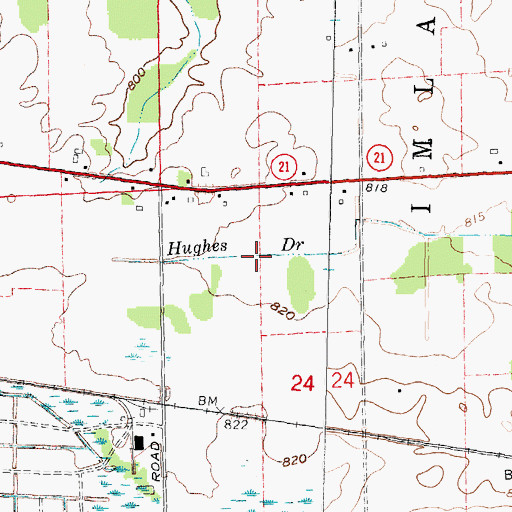 Topographic Map of Hughes Drain, MI
