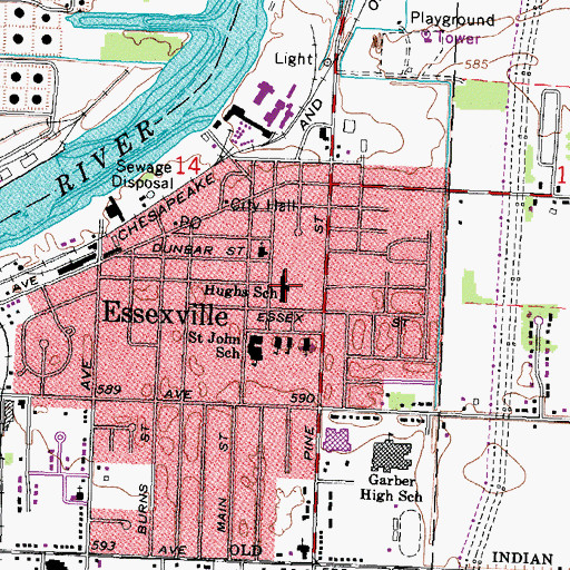 Topographic Map of Hughs School, MI