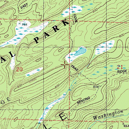 Topographic Map of Huginnin Cove Trail, MI