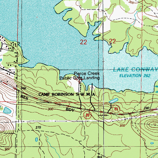 Topographic Map of Pierce Creek Public Boat Landing, AR