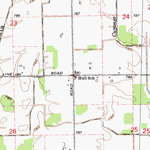 Topographic Map of Hull School, MI