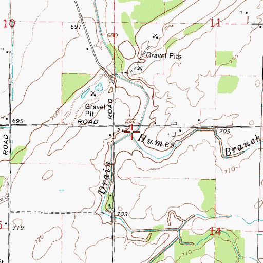 Topographic Map of Humes Branch, MI