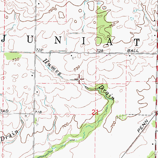 Topographic Map of Humes Drain, MI