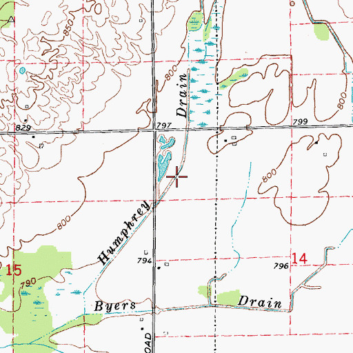 Topographic Map of Humphrey Drain, MI
