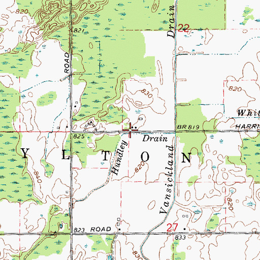 Topographic Map of Hundley Drain, MI