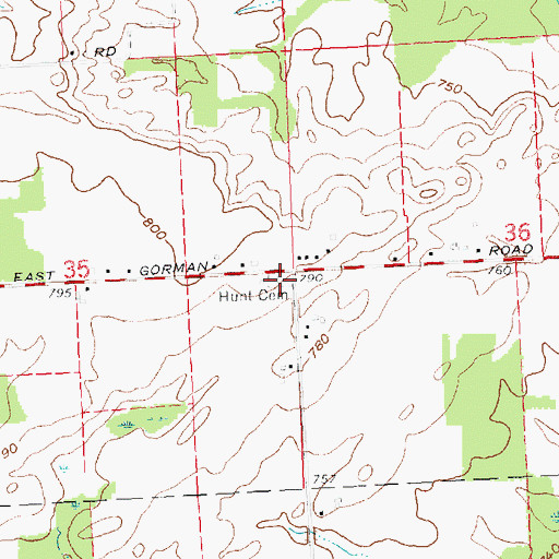 Topographic Map of Hunt Cemetery, MI