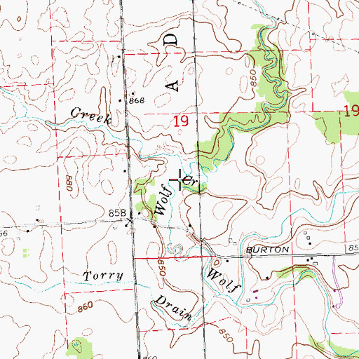 Topographic Map of Hunt Creek, MI