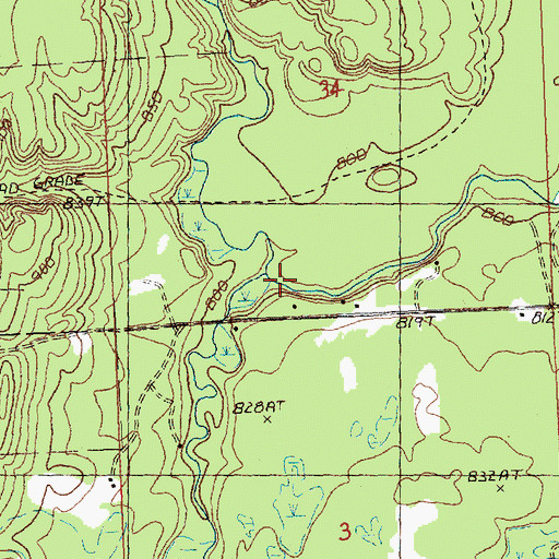 Topographic Map of Hunt Creek, MI