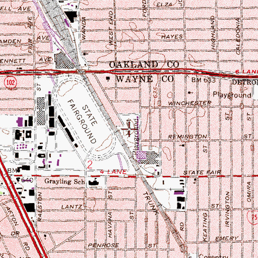 Topographic Map of Hunt Playground, MI