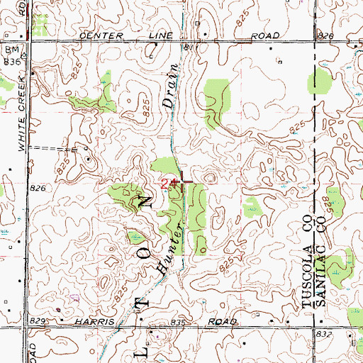 Topographic Map of Hunter Drain, MI
