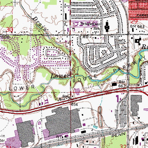 Topographic Map of Hunter Drain, MI