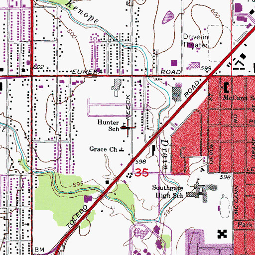 Topographic Map of Hunter School, MI