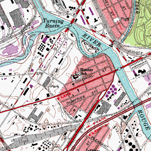 Topographic Map of Hunter School, MI
