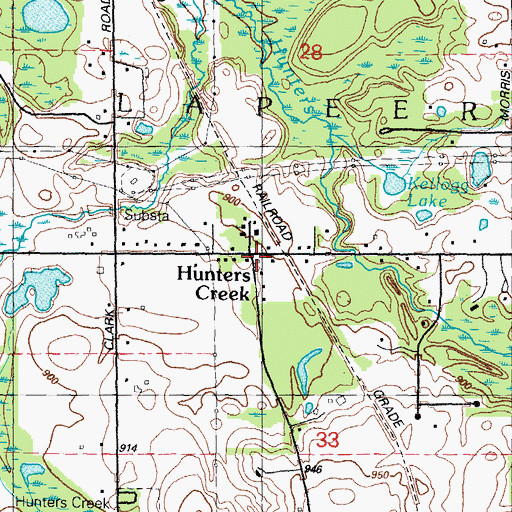 Topographic Map of Hunters Creek, MI