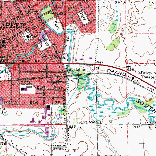 Topographic Map of Hunters Creek, MI