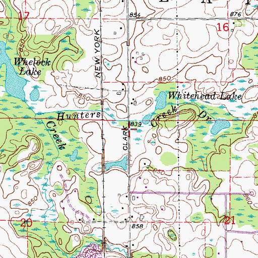 Topographic Map of Hunters Creek Drain, MI