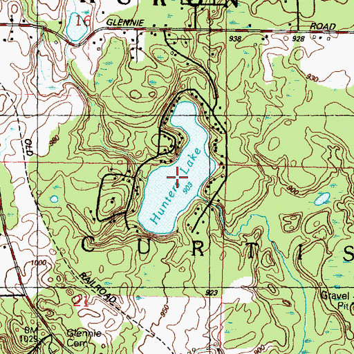 Topographic Map of Hunters Lake, MI