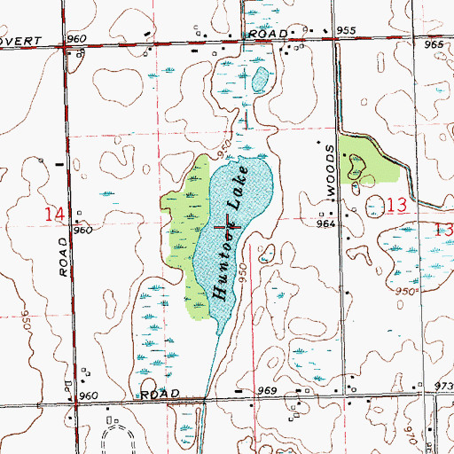 Topographic Map of Hunton Lake, MI