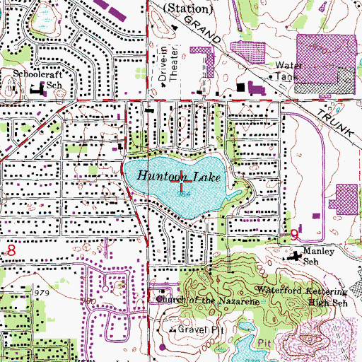 Topographic Map of Huntoon Lake, MI