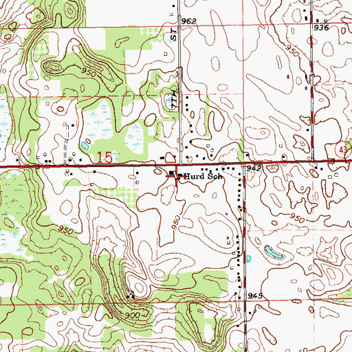 Topographic Map of Hurd School, MI